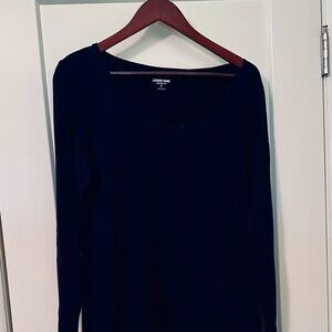 Lands' End Women's Lightweight Scoop Neck Long Sleeved  T-shirt Black XL 18